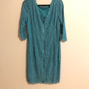 Adrianna Papell Turquoise Lace Dress